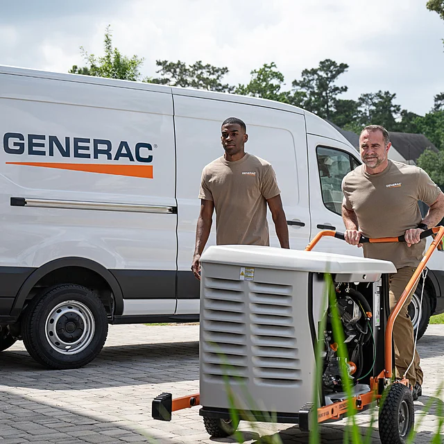 Generac generator beside home